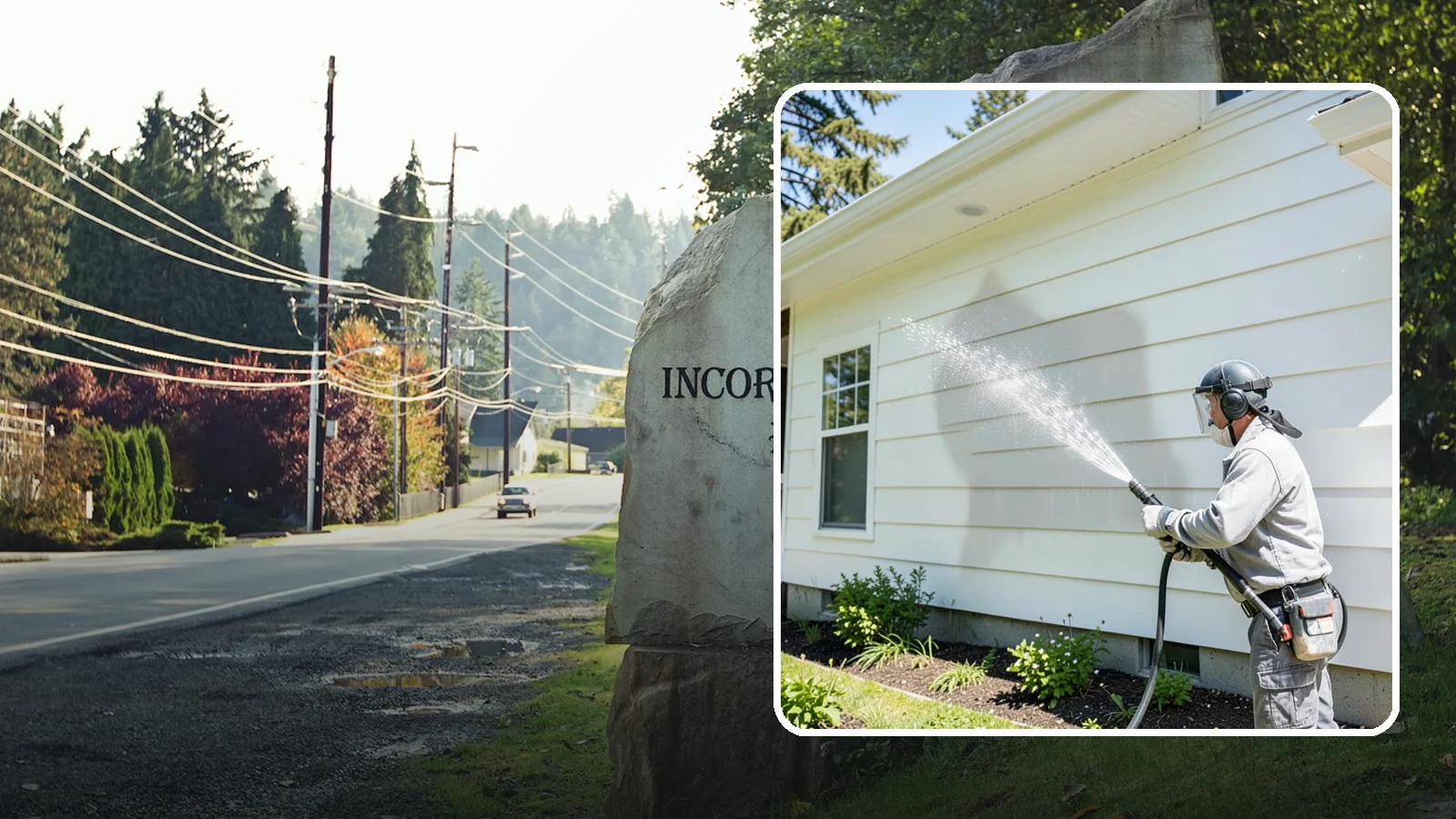 Exterior Wall Cleaning in Wilkeson, Pierce County, WA - Exterior wall cleaning targets the flat wall surfaces where our region's rain leaves streaks, algae, and settled road film.