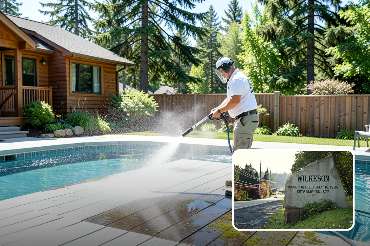 Exterior Wall Cleaning in Wilkeson, Pierce County, WA - Removes vertical rain streaks and water tracks