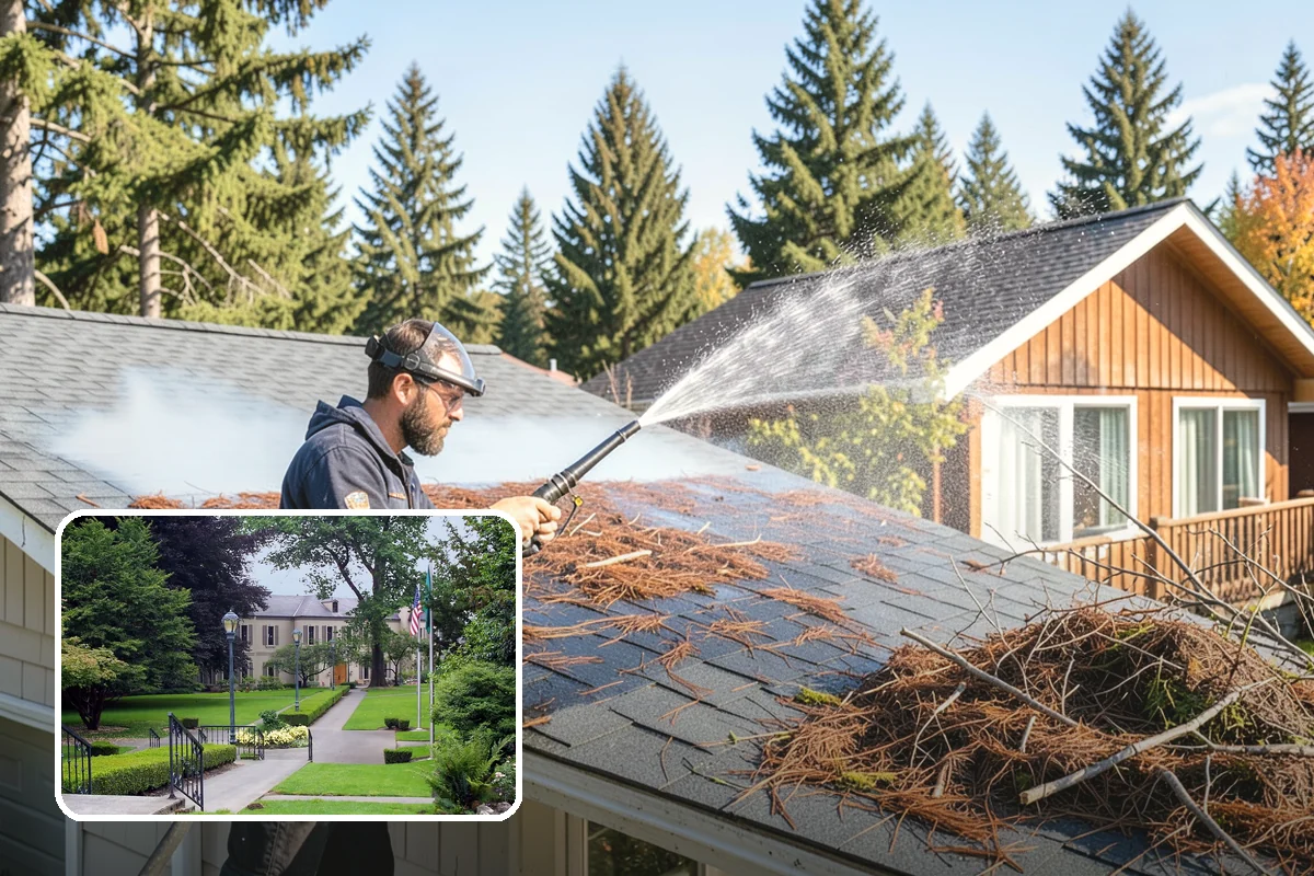 Exterior Wall Cleaning in Woodinville, King County, WA - Removes vertical rain streaks and water tracks