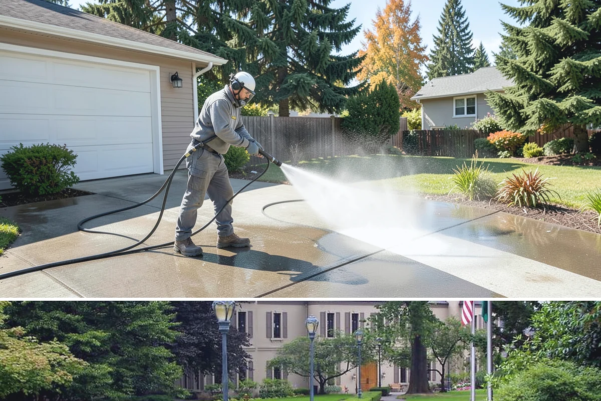 Exterior Wall Cleaning in Woodinville, King County, WA - Clean in the warmer, drier months so the walls dry evenly and the results hold through the rainy season.