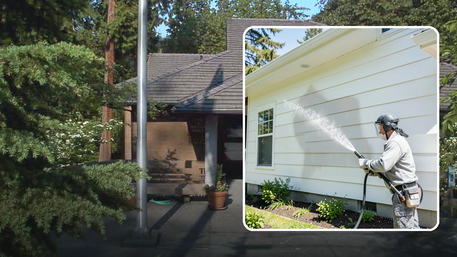 Exterior Wall Cleaning in Yarrow Point, King County, WA - Exterior wall cleaning targets the flat wall surfaces where our region's rain leaves streaks, algae, and settled road film.