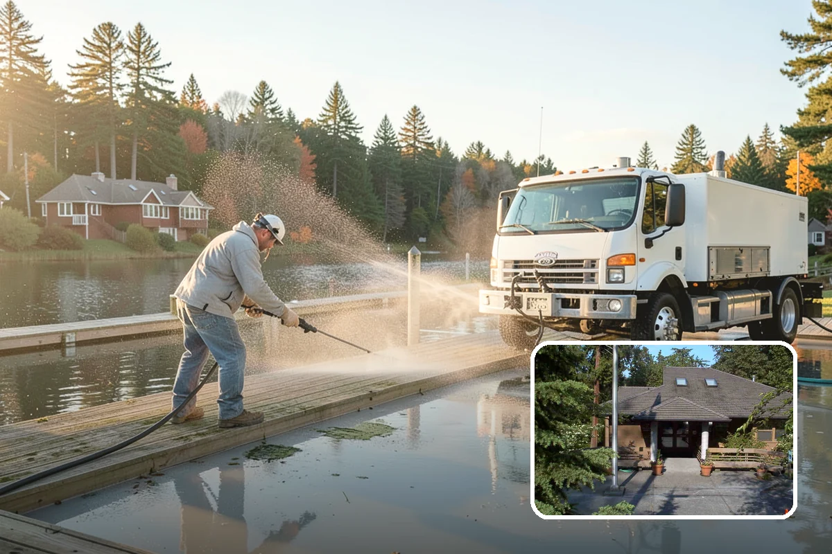 Exterior Wall Cleaning in Yarrow Point, King County, WA - Removes vertical rain streaks and water tracks