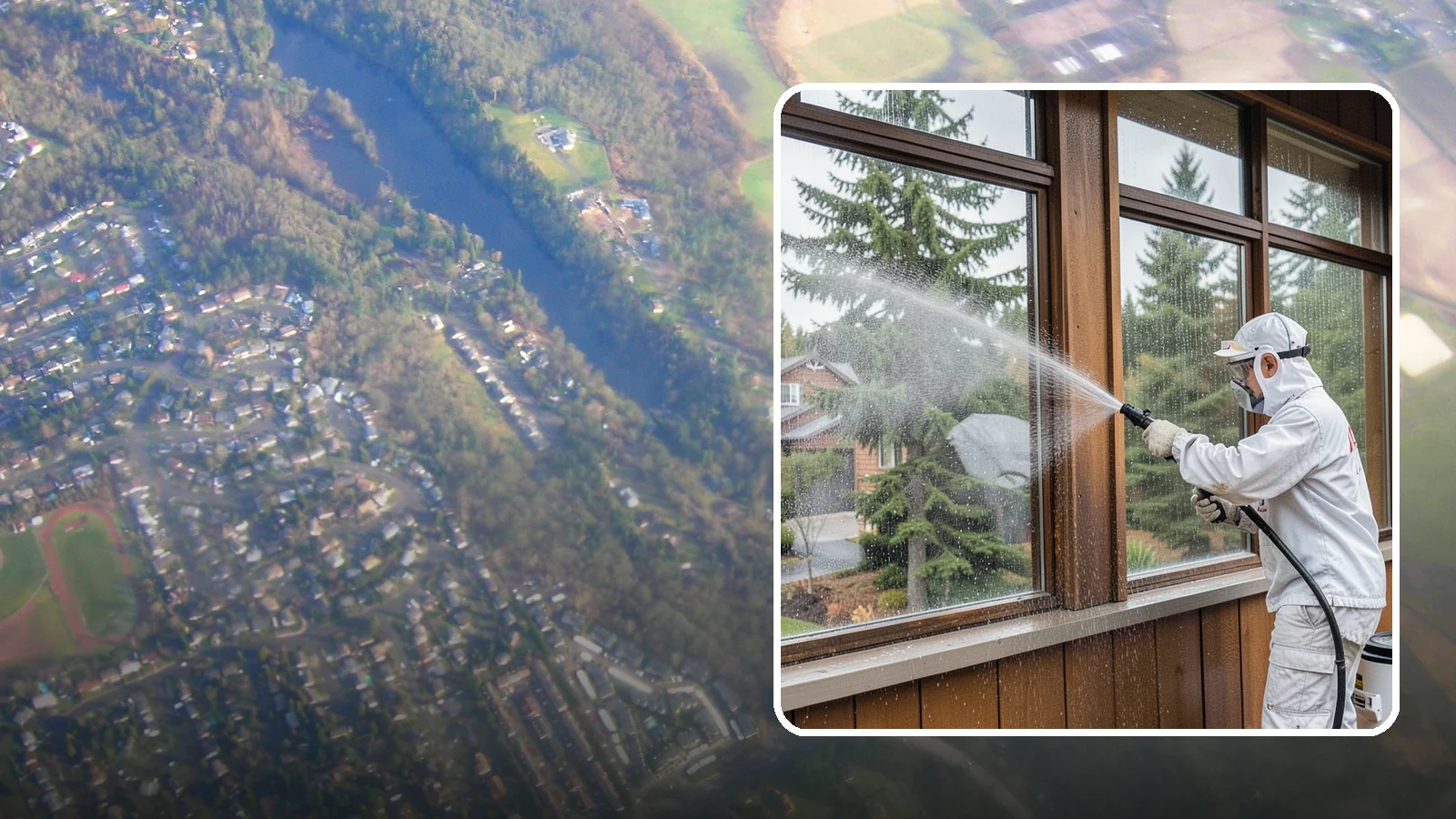 Exterior Window Cleaning in Algona, King County, WA - Streak-free exterior window cleaning that clears the grime and water spotting our damp, overcast climate leaves on the glass.