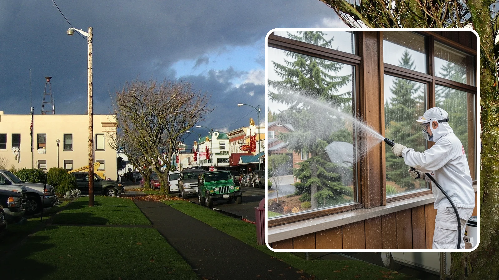Exterior Window Cleaning in Arlington, Snohomish County, WA - Streak-free exterior window cleaning that clears the grime and water spotting our damp, overcast climate leaves on the glass.