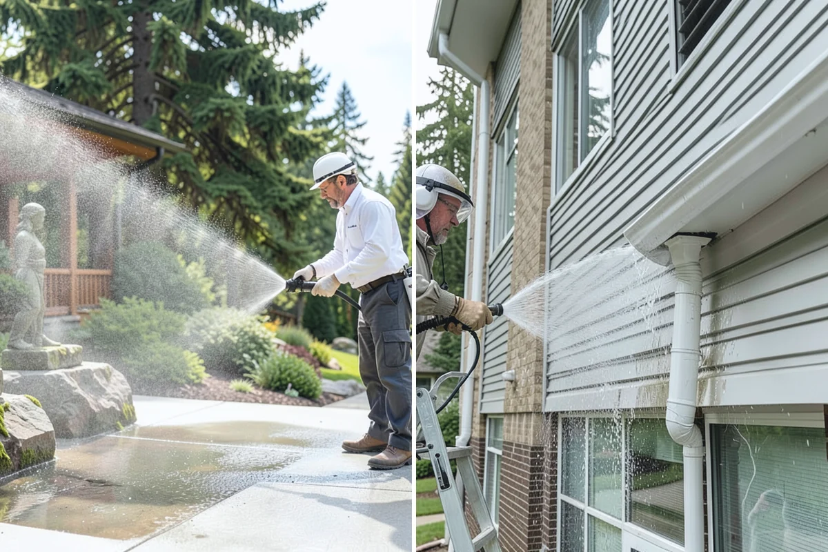 Exterior Window Cleaning in Auburn, King County, WA - Rinse loose dust and pollen from the panes