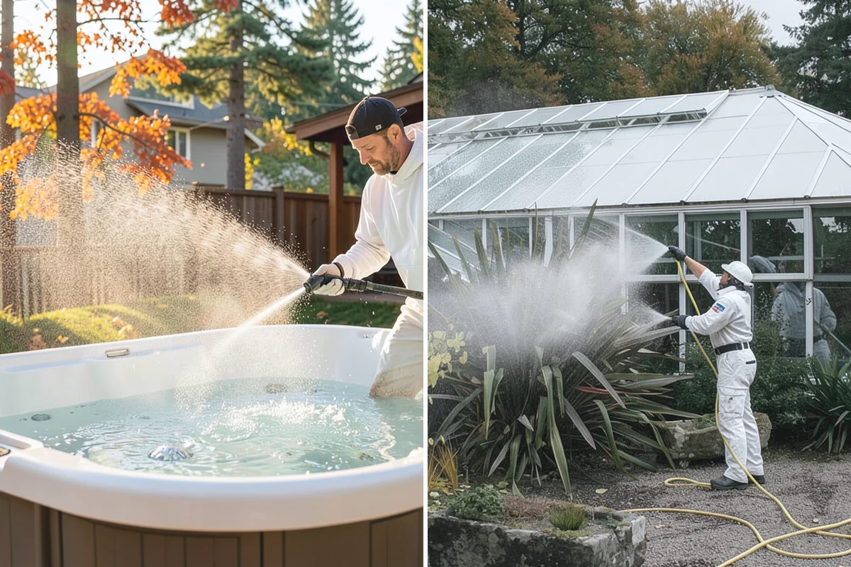 Exterior Window Cleaning in Beaux Arts Village, King County, WA - Rinse loose dust and pollen from the panes