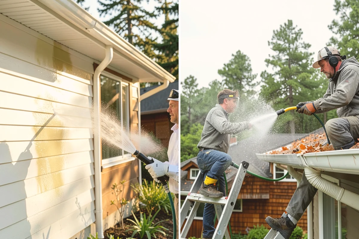 Exterior Window Cleaning in Bellevue, King County, WA - Rinse loose dust and pollen from the panes