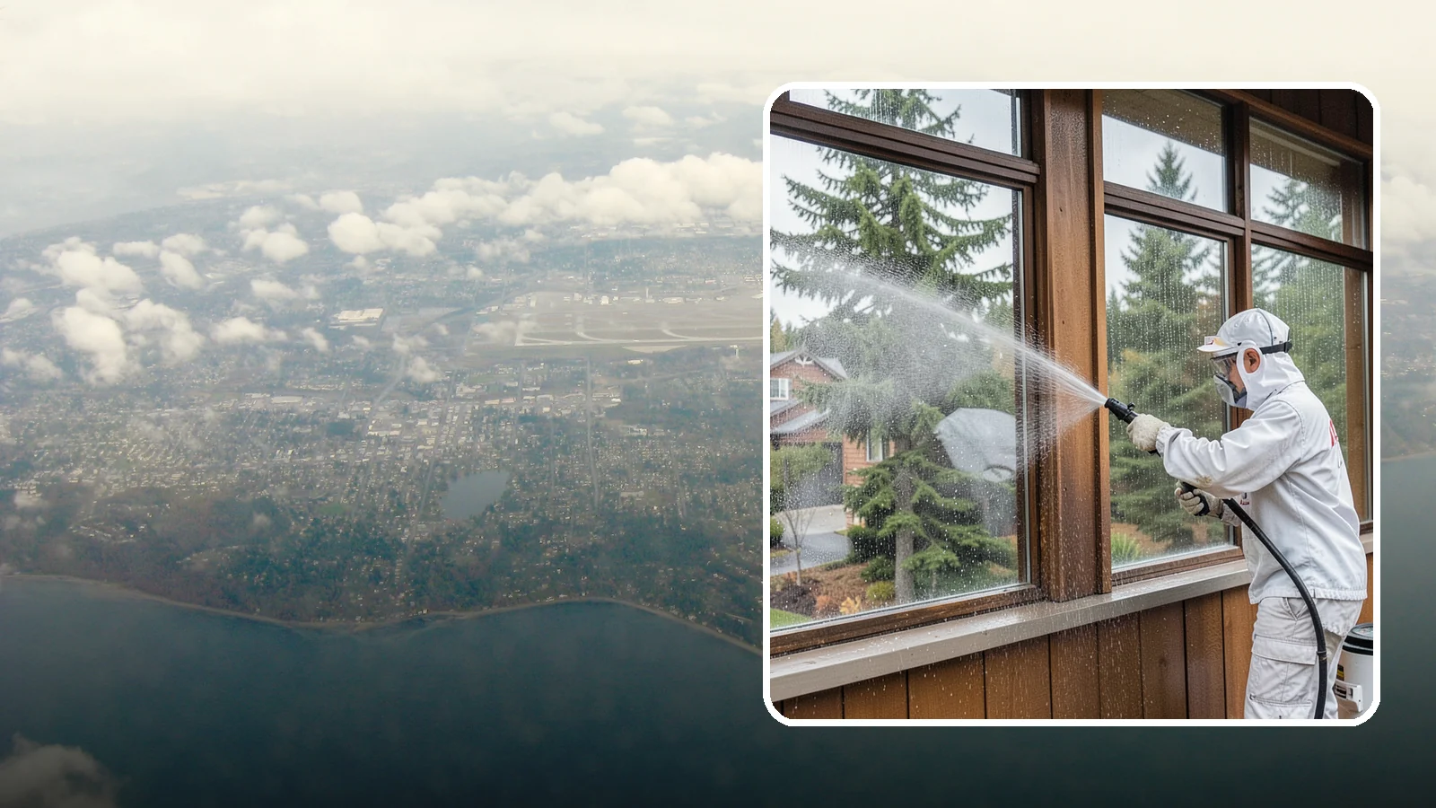Exterior Window Cleaning in Burien, King County, WA - Streak-free exterior window cleaning that clears the grime and water spotting our damp, overcast climate leaves on the glass.