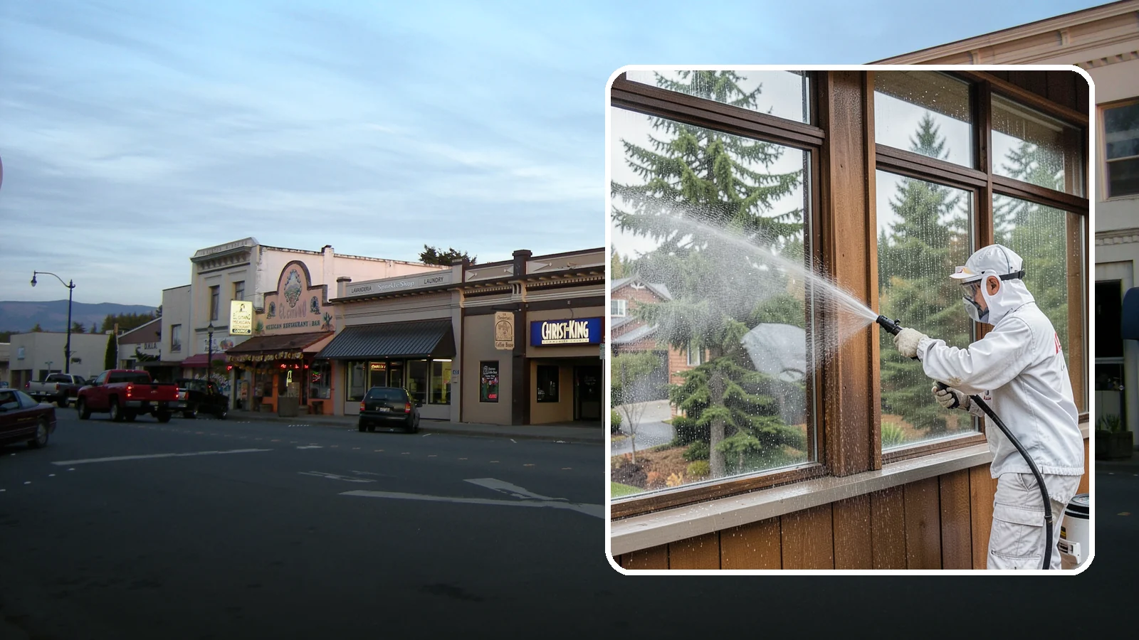 Exterior Window Cleaning in Burlington, Skagit County, WA - Streak-free exterior window cleaning that clears the grime and water spotting our damp, overcast climate leaves on the glass.
