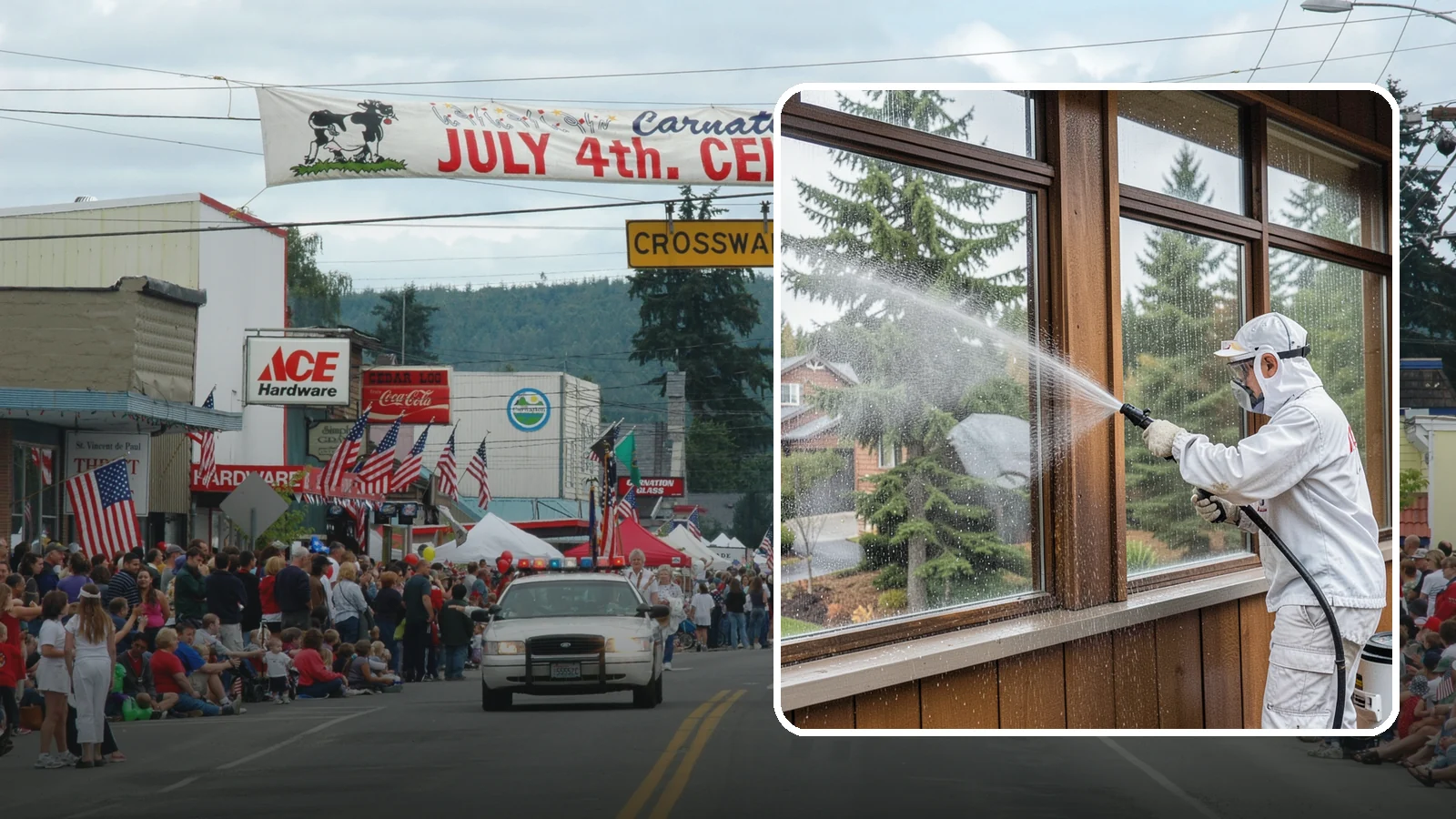 Exterior Window Cleaning in Carnation, King County, WA - Streak-free exterior window cleaning that clears the grime and water spotting our damp, overcast climate leaves on the glass.