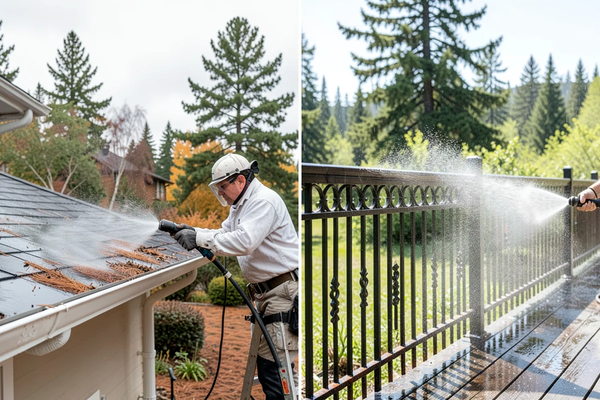Exterior Window Cleaning in Clyde Hill, King County, WA - Rinse loose dust and pollen from the panes