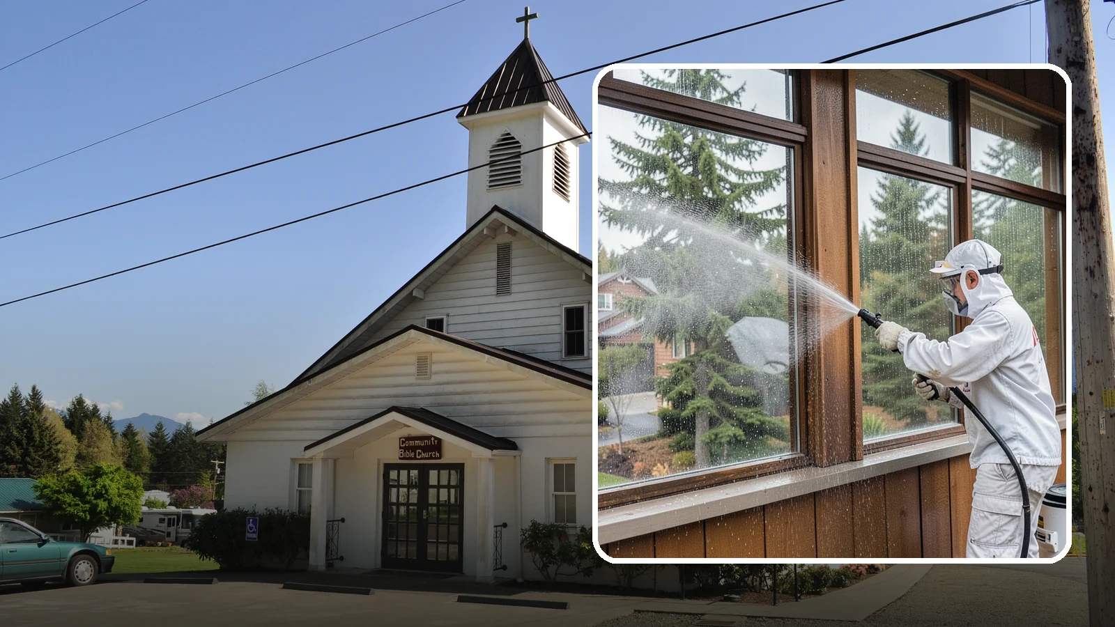 Exterior Window Cleaning in Concrete, Skagit County, WA - Streak-free exterior window cleaning that clears the grime and water spotting our damp, overcast climate leaves on the glass.