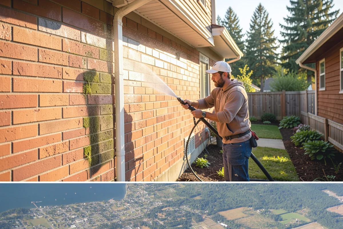 Exterior Window Cleaning in Coupeville, Island County, WA - Spring cleaning clears the winter's spotting and pollen just as brighter days return.