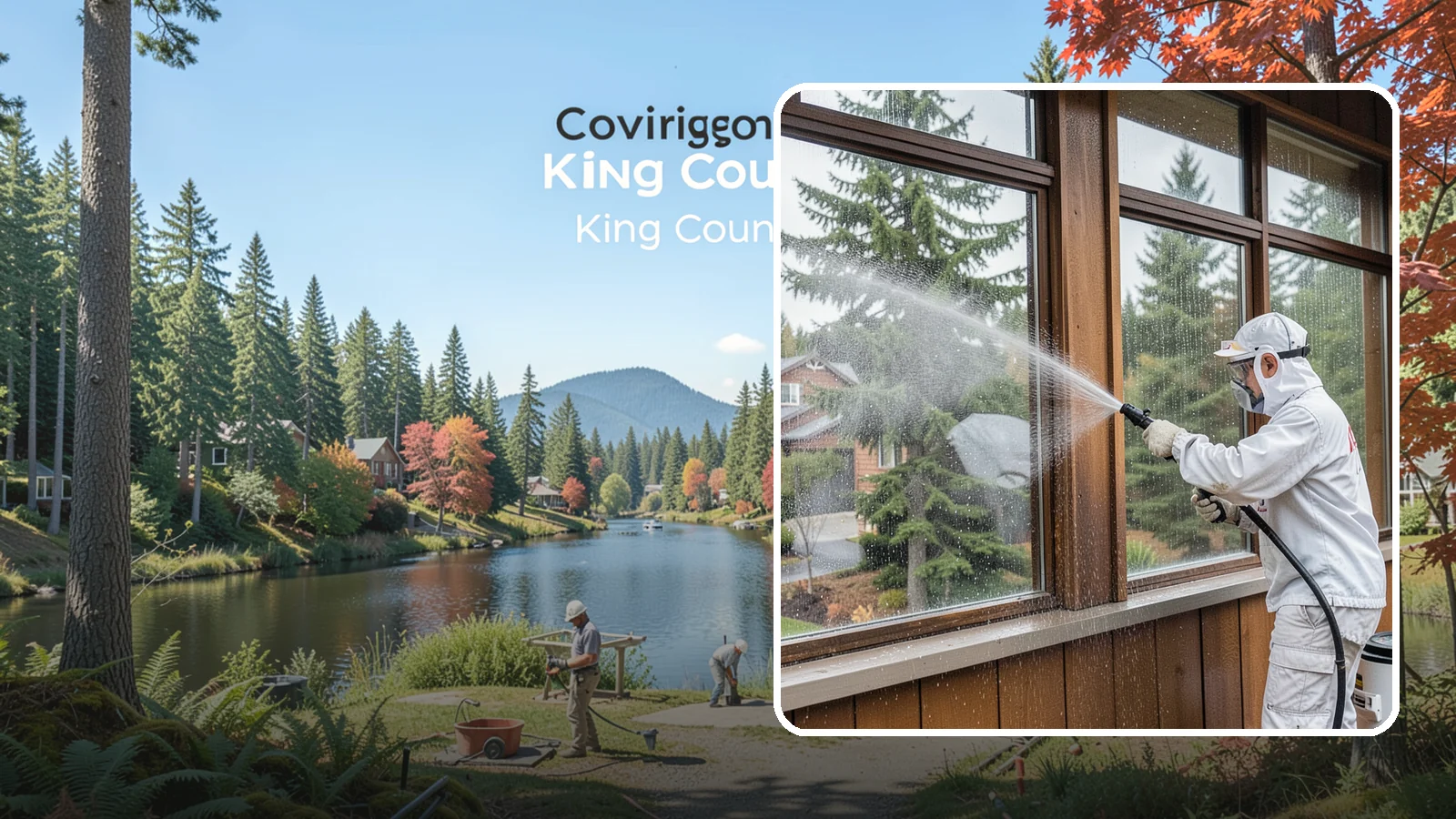 Exterior Window Cleaning in Covington, King County, WA - Streak-free exterior window cleaning that clears the grime and water spotting our damp, overcast climate leaves on the glass.