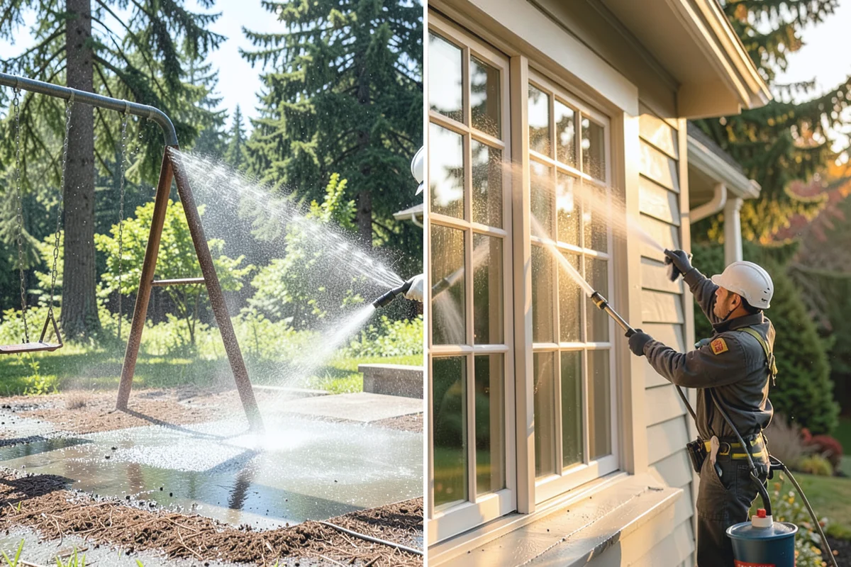 Exterior Window Cleaning in Darrington, Snohomish County, WA - Rinse loose dust and pollen from the panes