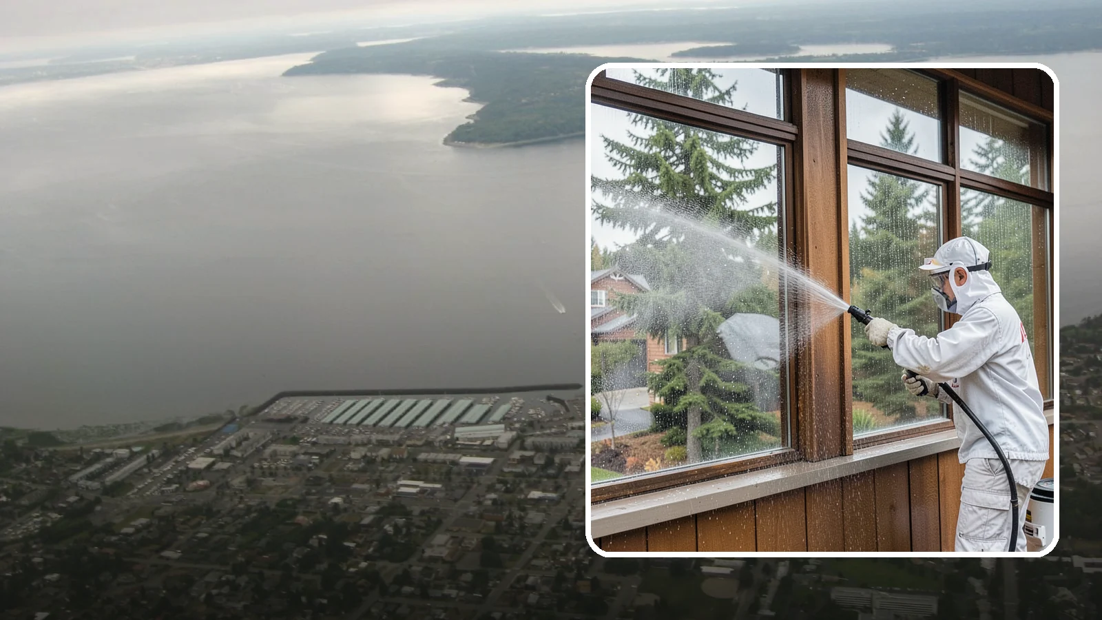 Exterior Window Cleaning in Des Moines, King County, WA - Streak-free exterior window cleaning that clears the grime and water spotting our damp, overcast climate leaves on the glass.