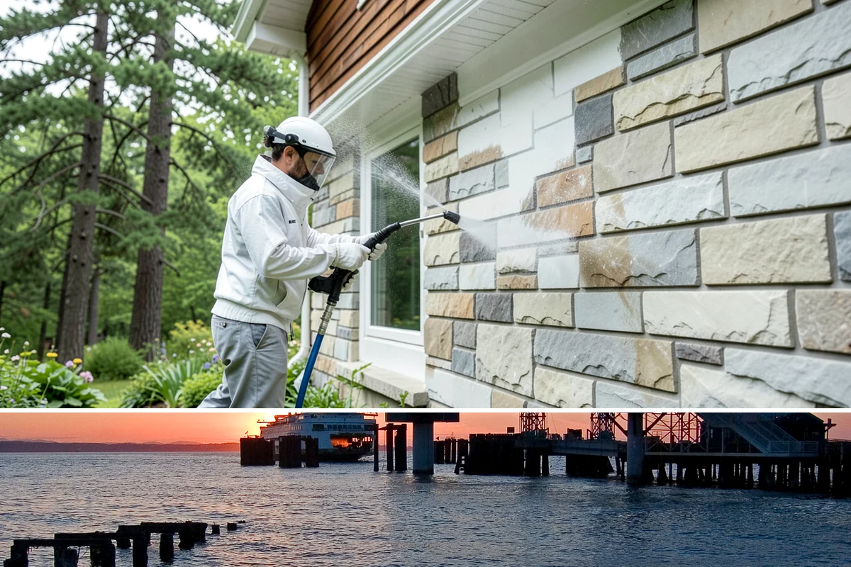 Exterior Window Cleaning in Edmonds, Snohomish County, WA - Spring cleaning clears the winter's spotting and pollen just as brighter days return.