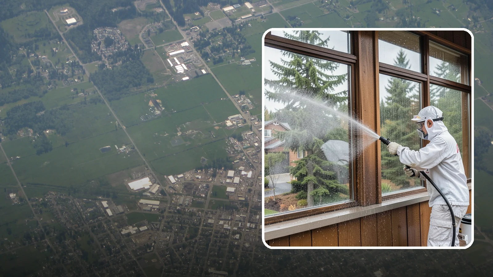Exterior Window Cleaning in Enumclaw, King County, WA - Streak-free exterior window cleaning that clears the grime and water spotting our damp, overcast climate leaves on the glass.