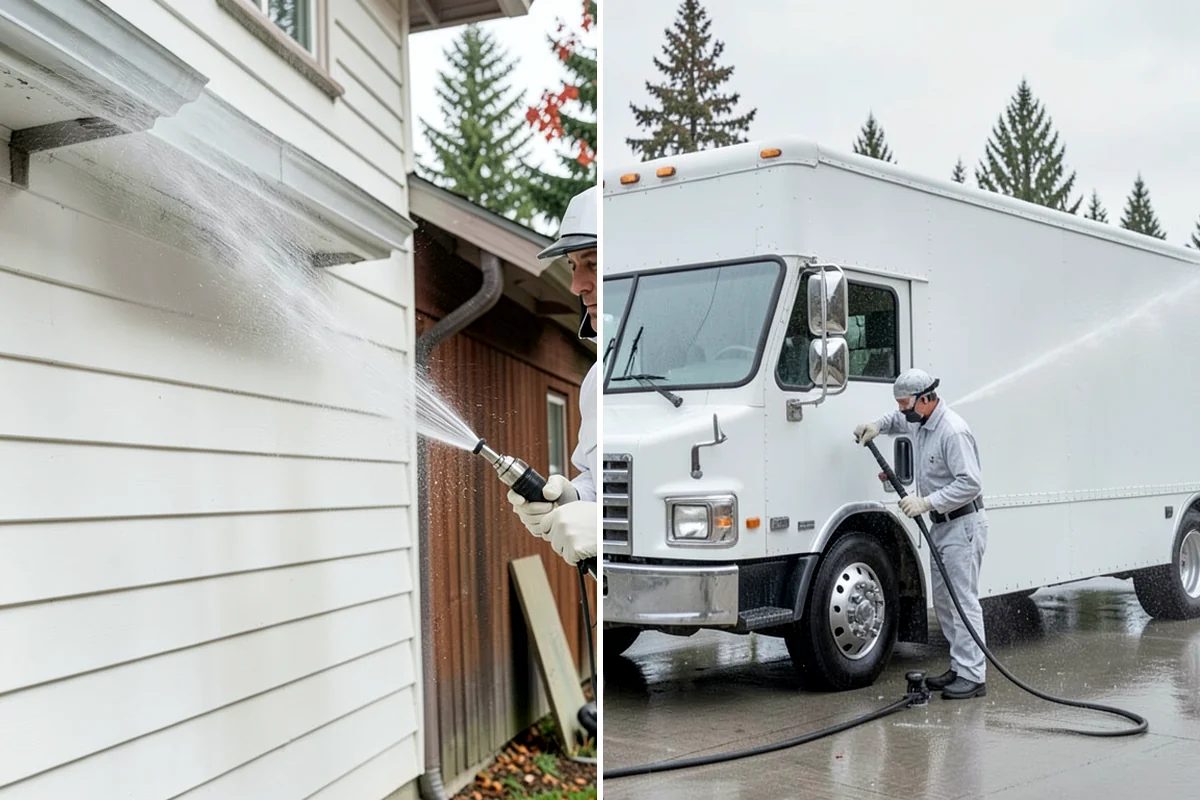Exterior Window Cleaning in Everett, Snohomish County, WA - Rinse loose dust and pollen from the panes