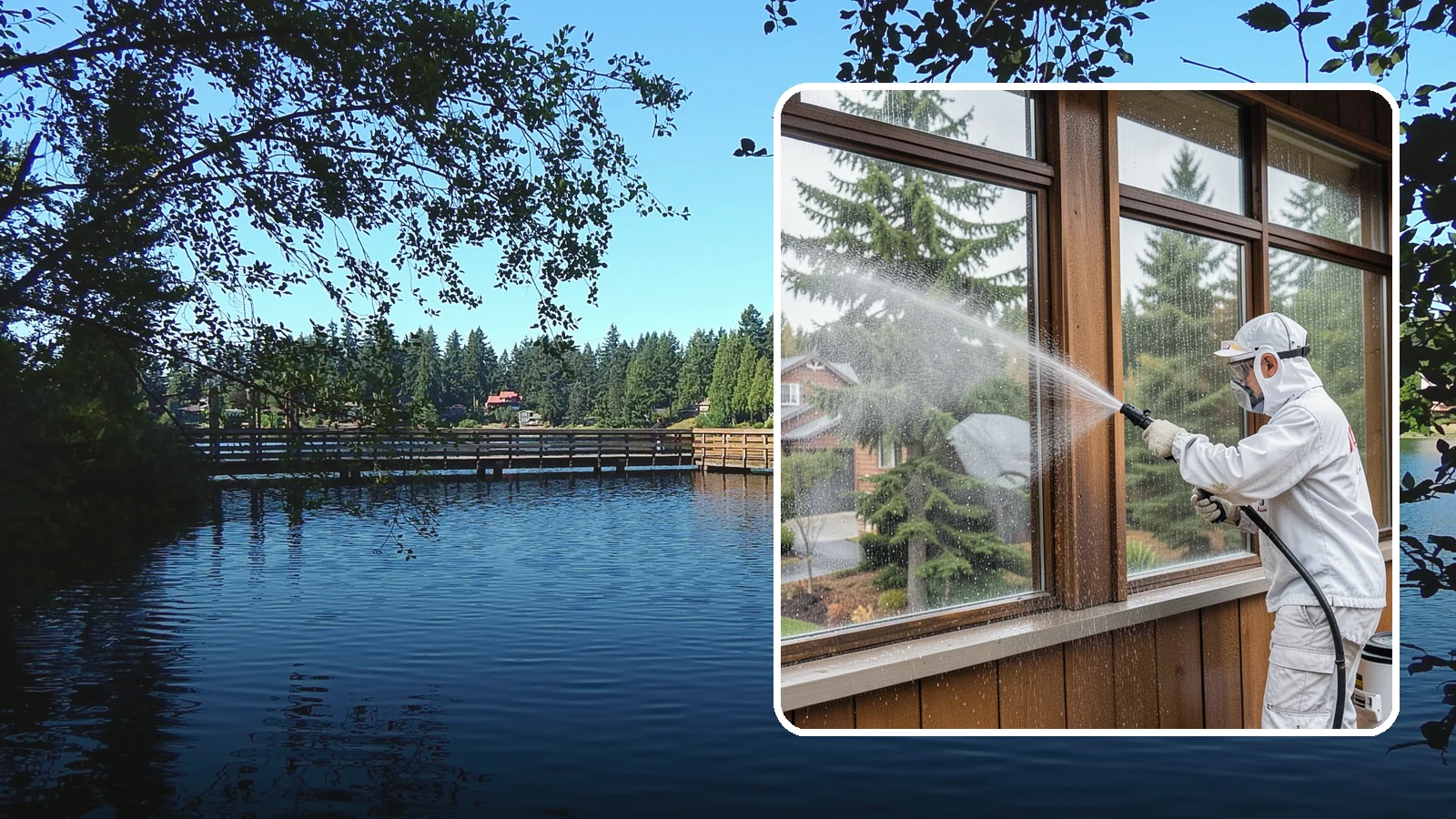 Exterior Window Cleaning in Federal Way, King County, WA - Streak-free exterior window cleaning that clears the grime and water spotting our damp, overcast climate leaves on the glass.