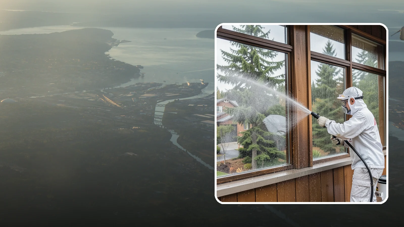 Exterior Window Cleaning in Fife, Pierce County, WA - Streak-free exterior window cleaning that clears the grime and water spotting our damp, overcast climate leaves on the glass.