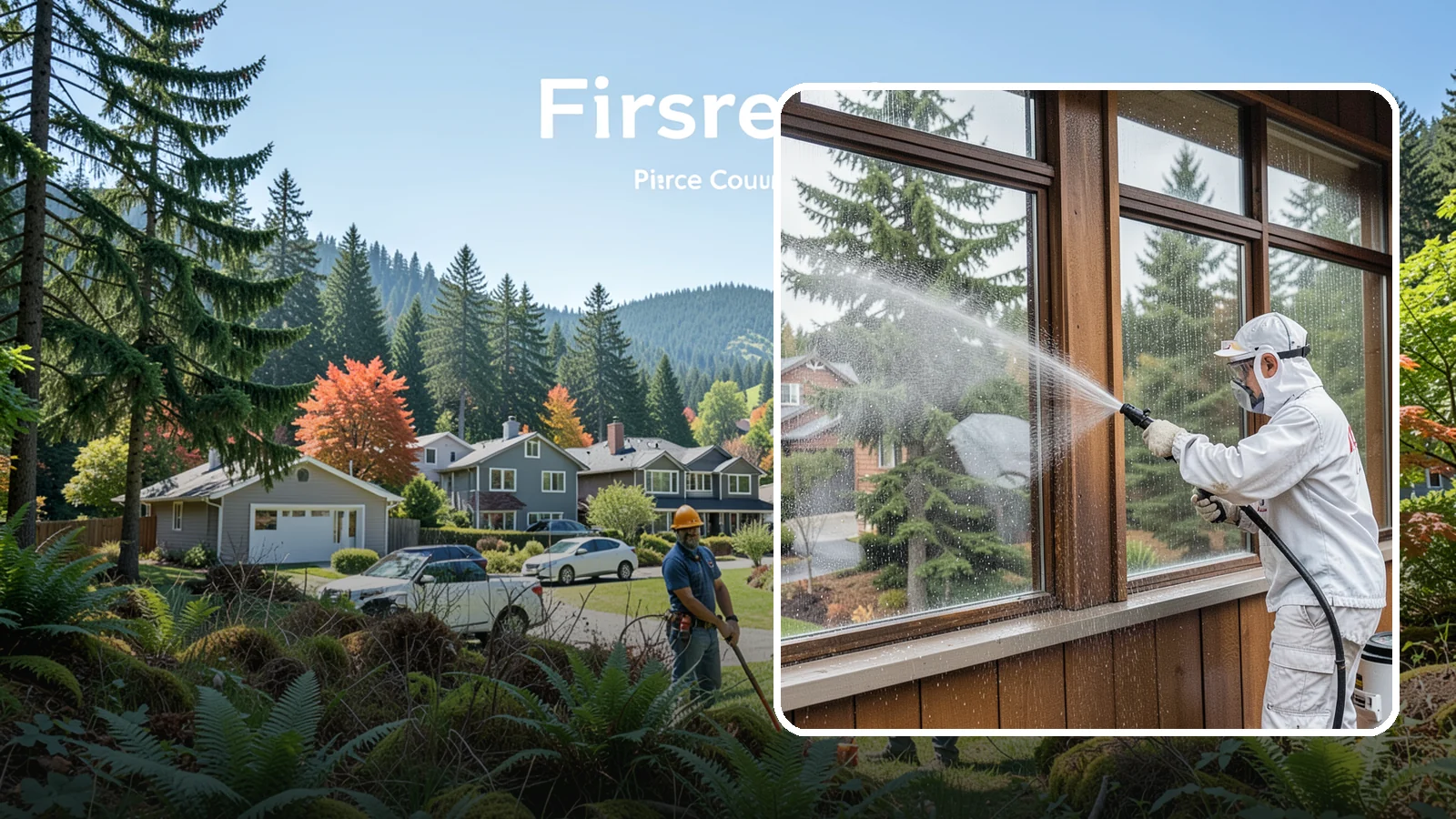 Exterior Window Cleaning in Fircrest, Pierce County, WA - Streak-free exterior window cleaning that clears the grime and water spotting our damp, overcast climate leaves on the glass.