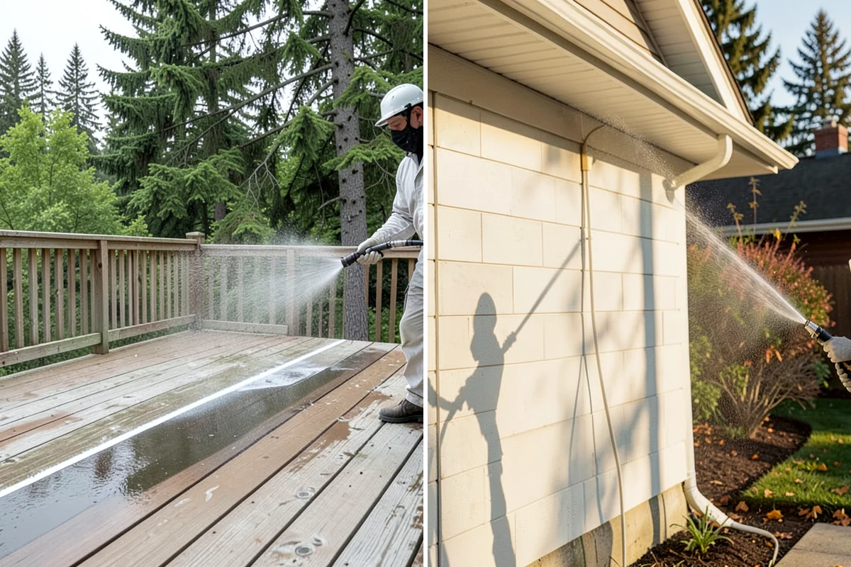 Exterior Window Cleaning in Fircrest, Pierce County, WA - Rinse loose dust and pollen from the panes