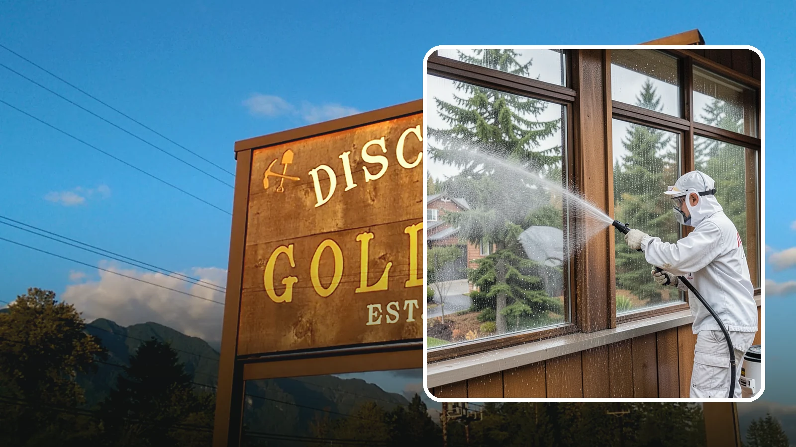 Exterior Window Cleaning in Gold Bar, Snohomish County, WA - Streak-free exterior window cleaning that clears the grime and water spotting our damp, overcast climate leaves on the glass.