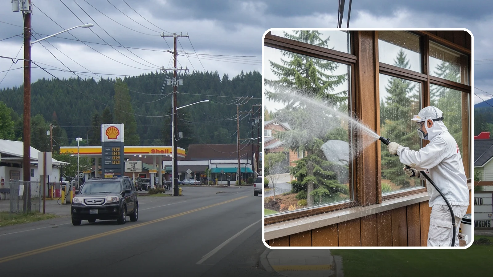 Exterior Window Cleaning in Granite Falls, Snohomish County, WA - Streak-free exterior window cleaning that clears the grime and water spotting our damp, overcast climate leaves on the glass.