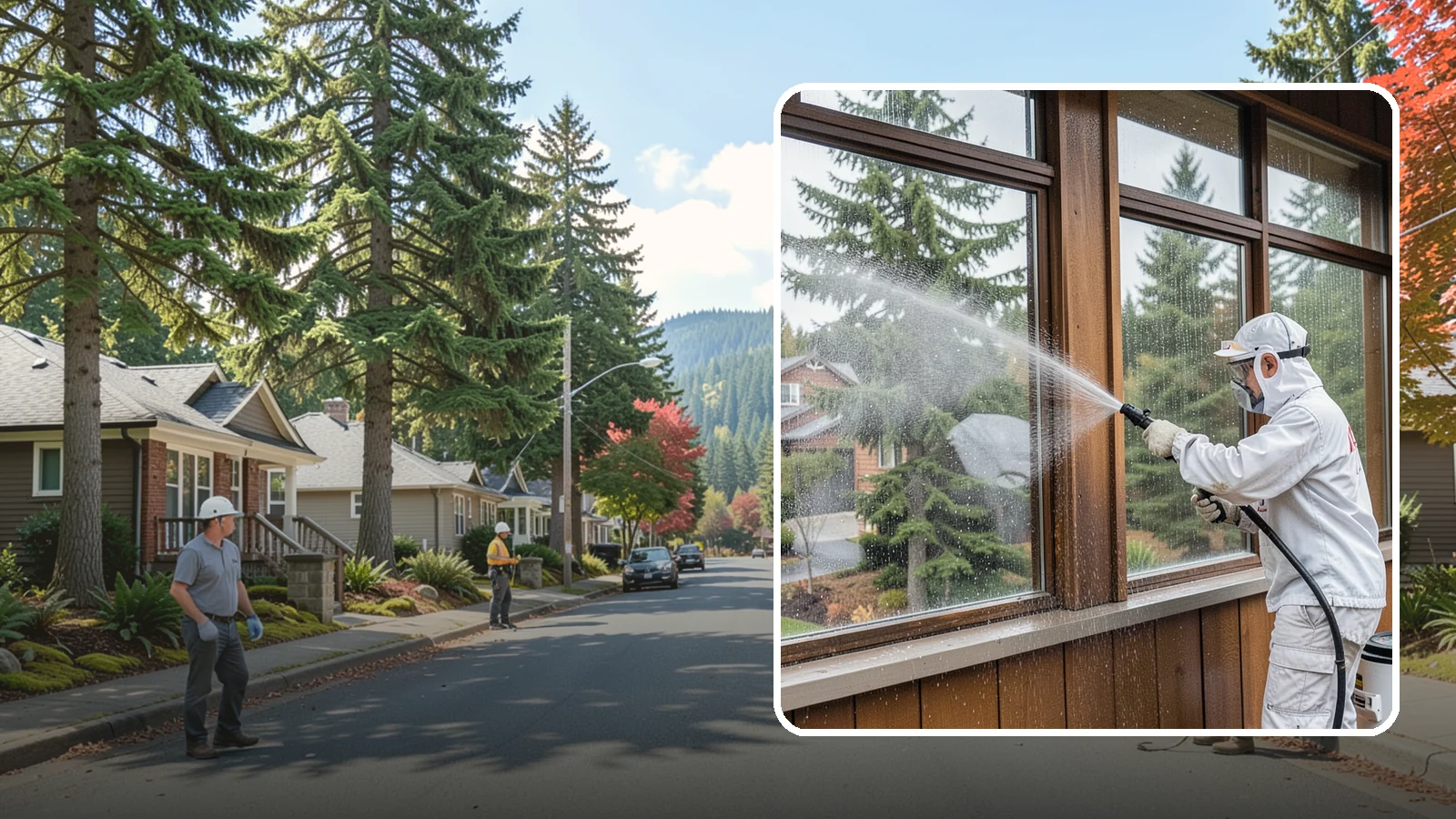 Exterior Window Cleaning in Hunts Point, King County, WA - Streak-free exterior window cleaning that clears the grime and water spotting our damp, overcast climate leaves on the glass.