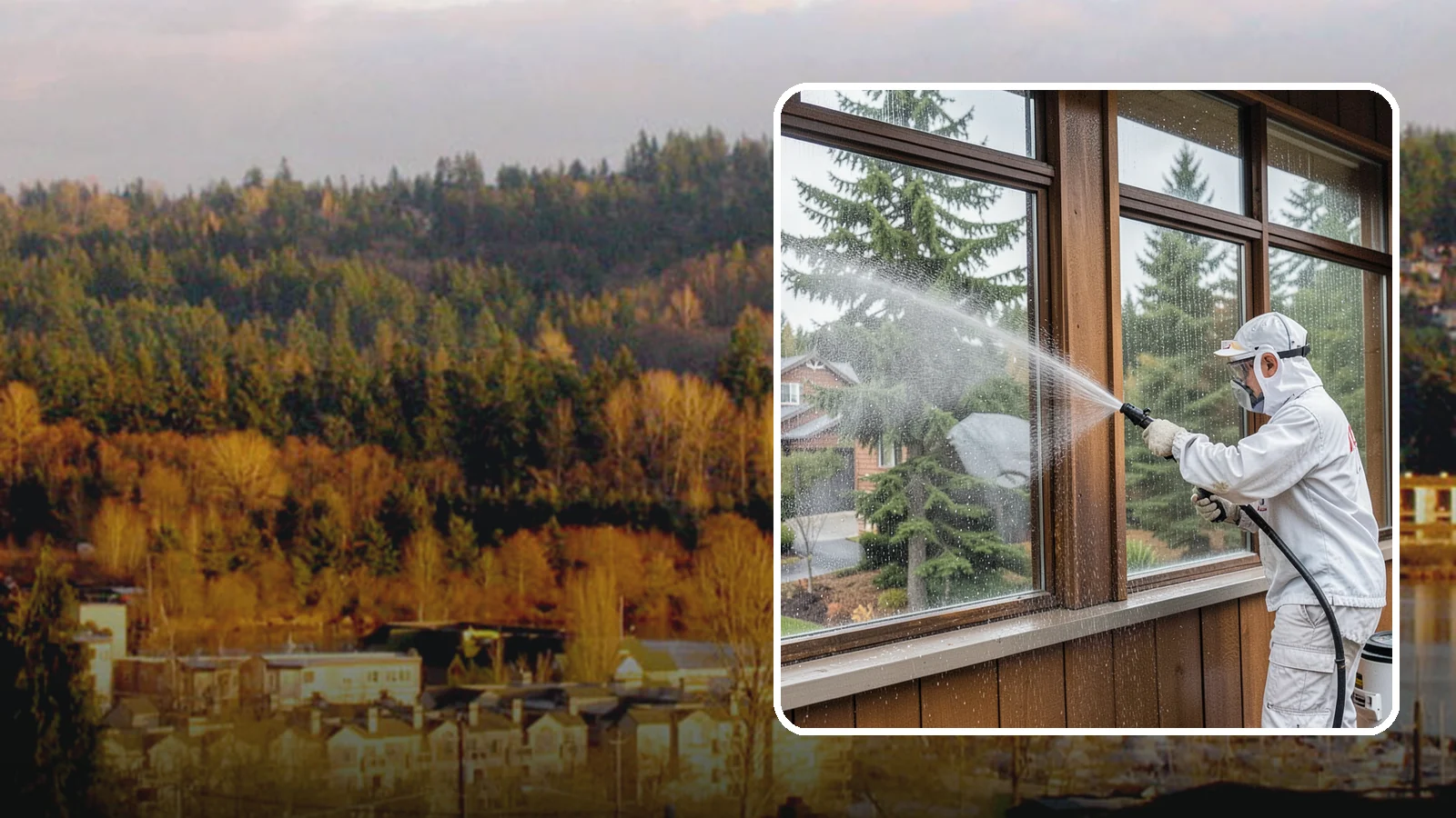 Exterior Window Cleaning in Kenmore, King County, WA - Streak-free exterior window cleaning that clears the grime and water spotting our damp, overcast climate leaves on the glass.