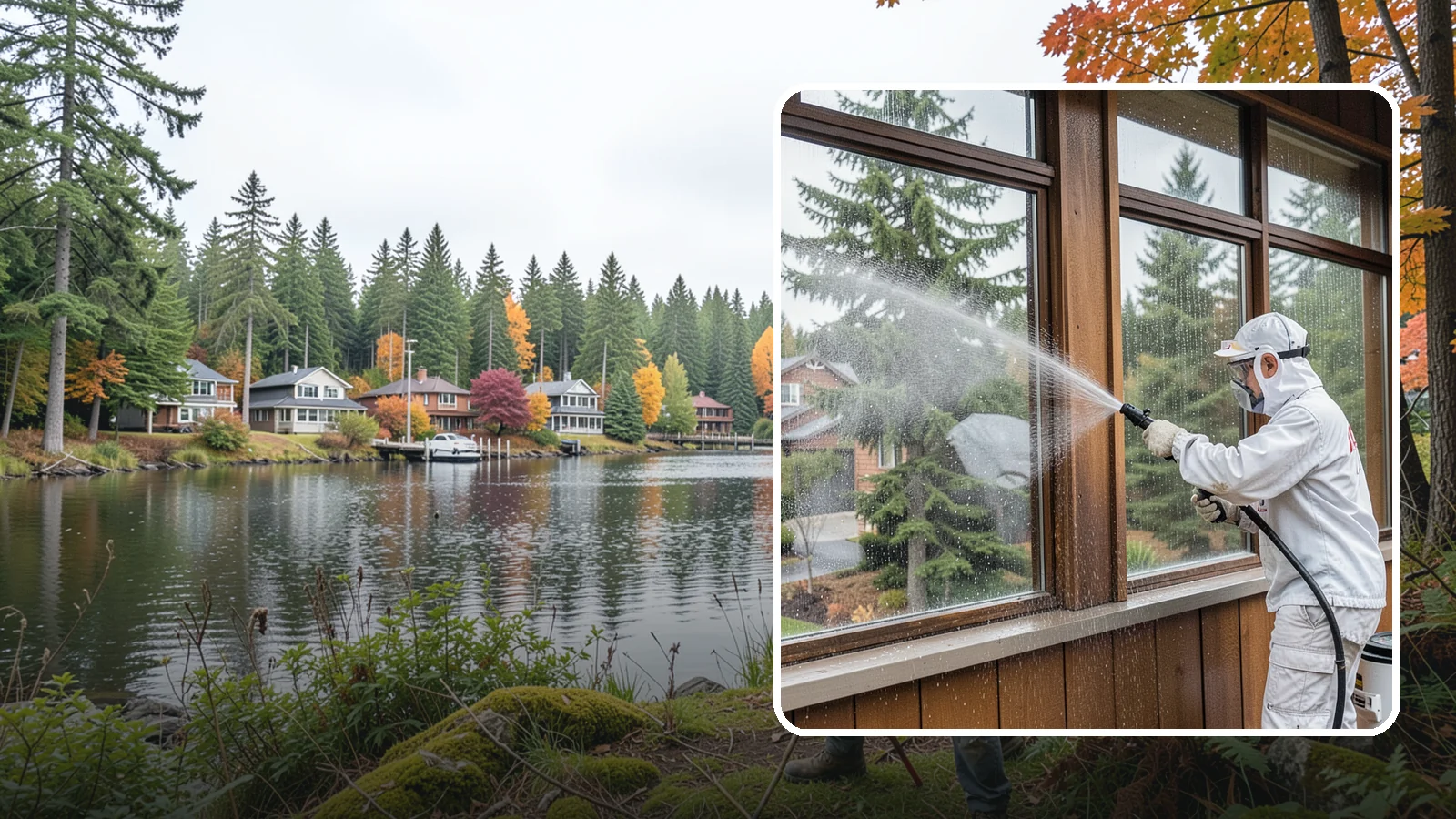 Exterior Window Cleaning in La Conner, Skagit County, WA - Streak-free exterior window cleaning that clears the grime and water spotting our damp, overcast climate leaves on the glass.