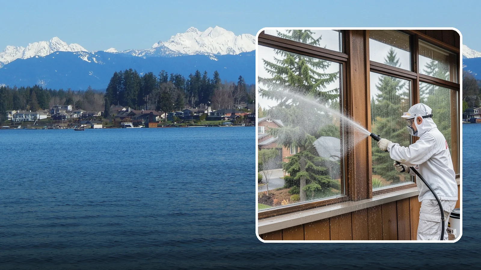 Exterior Window Cleaning in Lake Stevens, Snohomish County, WA - Streak-free exterior window cleaning that clears the grime and water spotting our damp, overcast climate leaves on the glass.