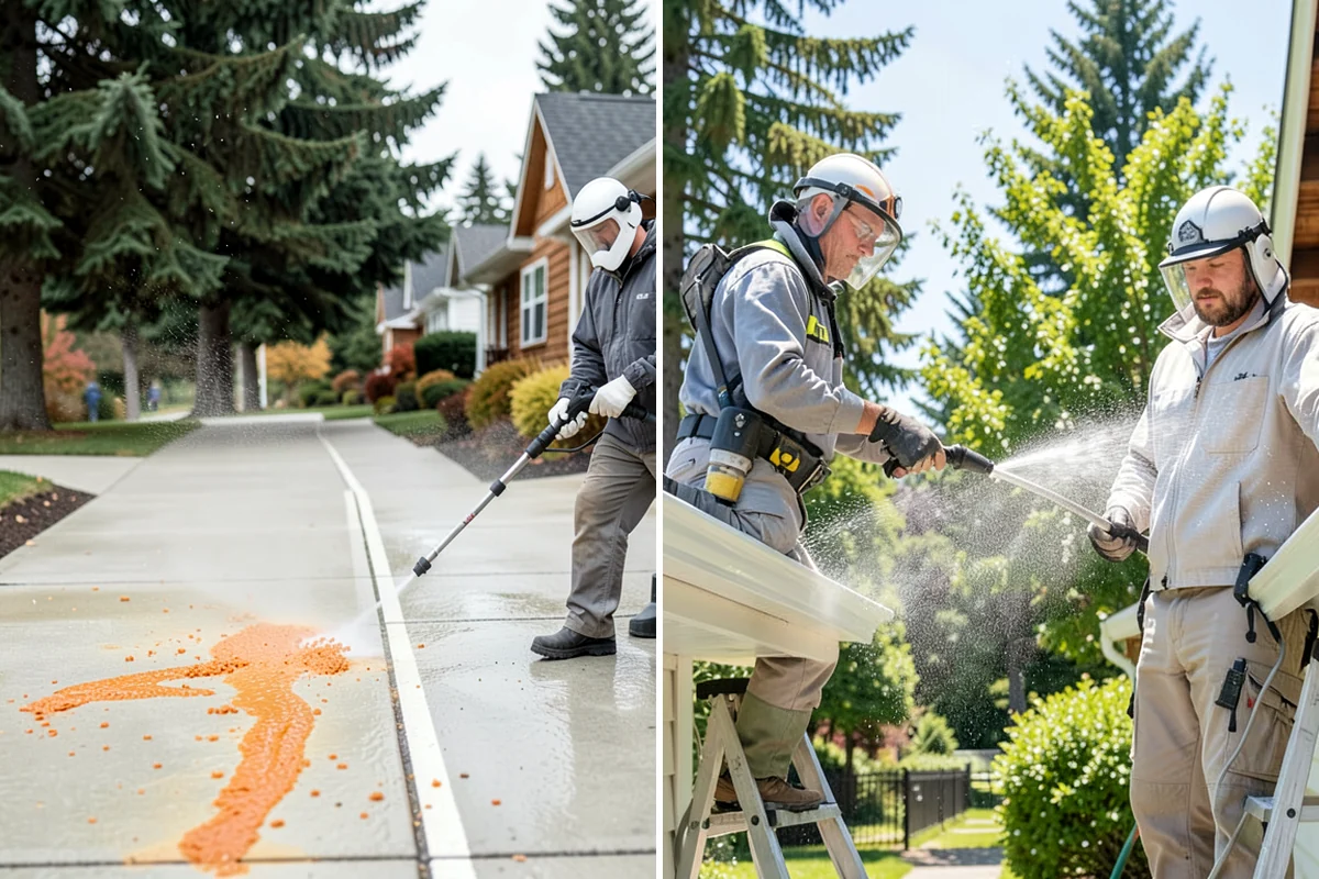 Exterior Window Cleaning in Lakewood, Pierce County, WA - Rinse loose dust and pollen from the panes