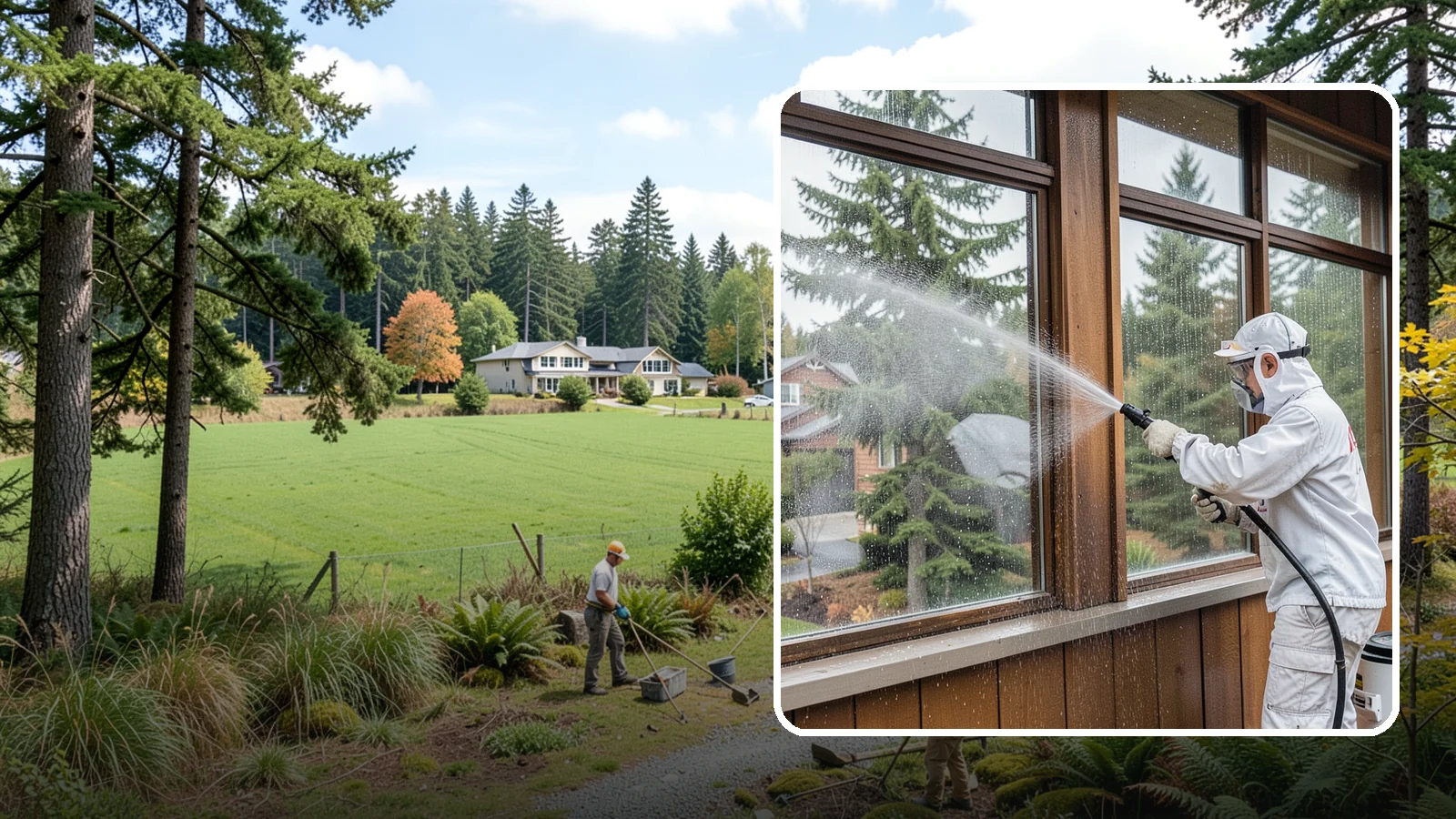 Exterior Window Cleaning in Lyman, Skagit County, WA - Streak-free exterior window cleaning that clears the grime and water spotting our damp, overcast climate leaves on the glass.