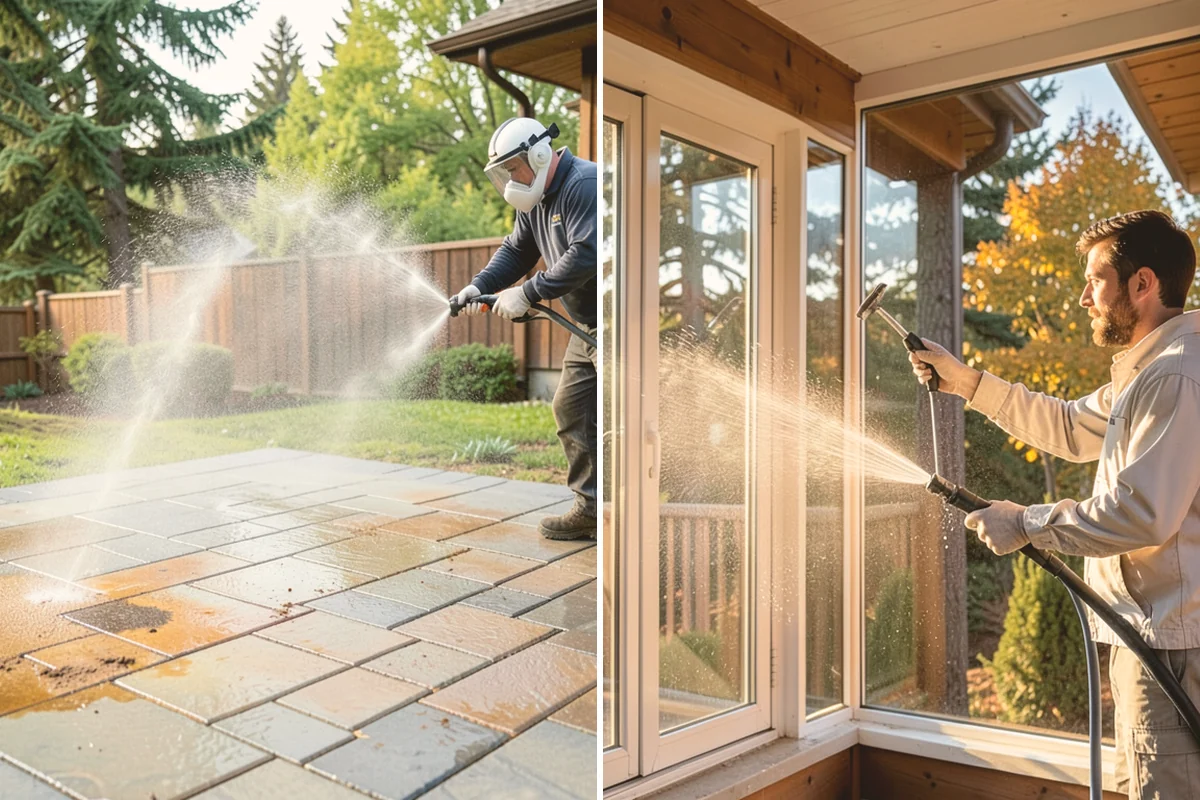 Exterior Window Cleaning in Lynnwood, Snohomish County, WA - Rinse loose dust and pollen from the panes