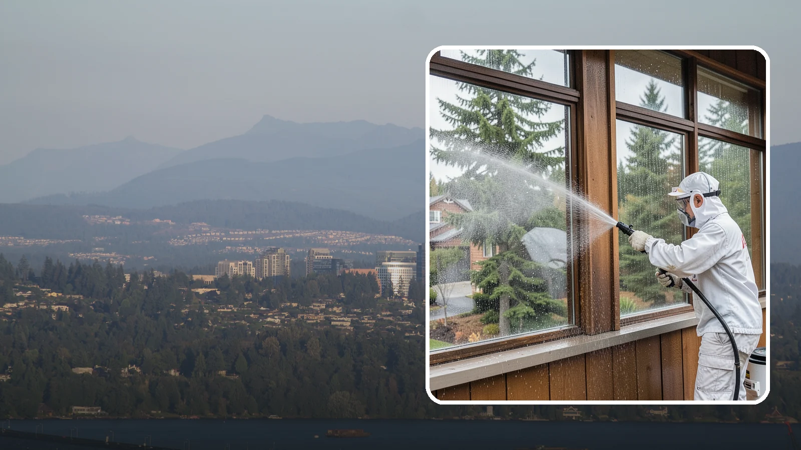 Exterior Window Cleaning in Medina, King County, WA - Streak-free exterior window cleaning that clears the grime and water spotting our damp, overcast climate leaves on the glass.