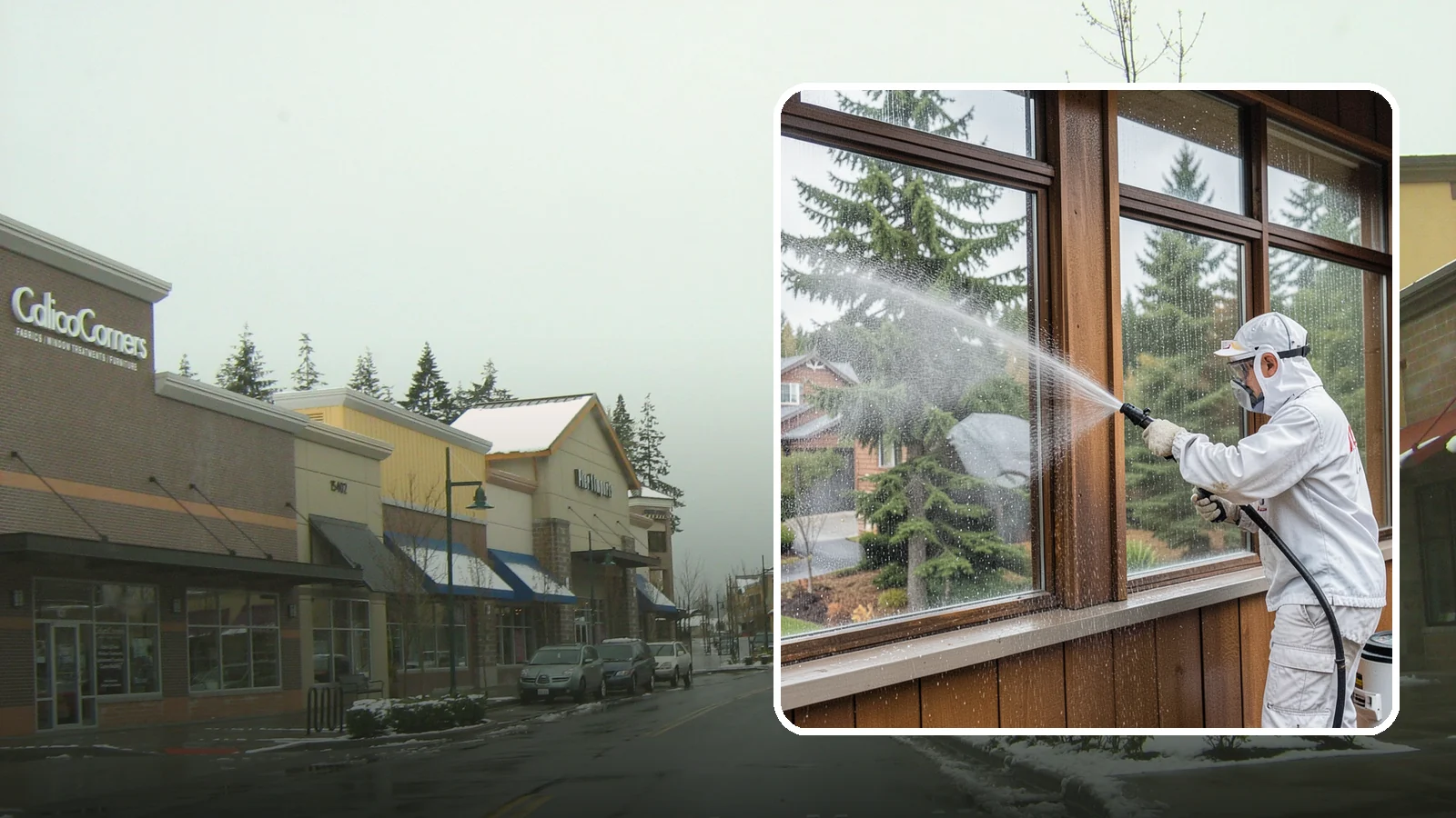 Exterior Window Cleaning in Mill Creek, Snohomish County, WA - Streak-free exterior window cleaning that clears the grime and water spotting our damp, overcast climate leaves on the glass.