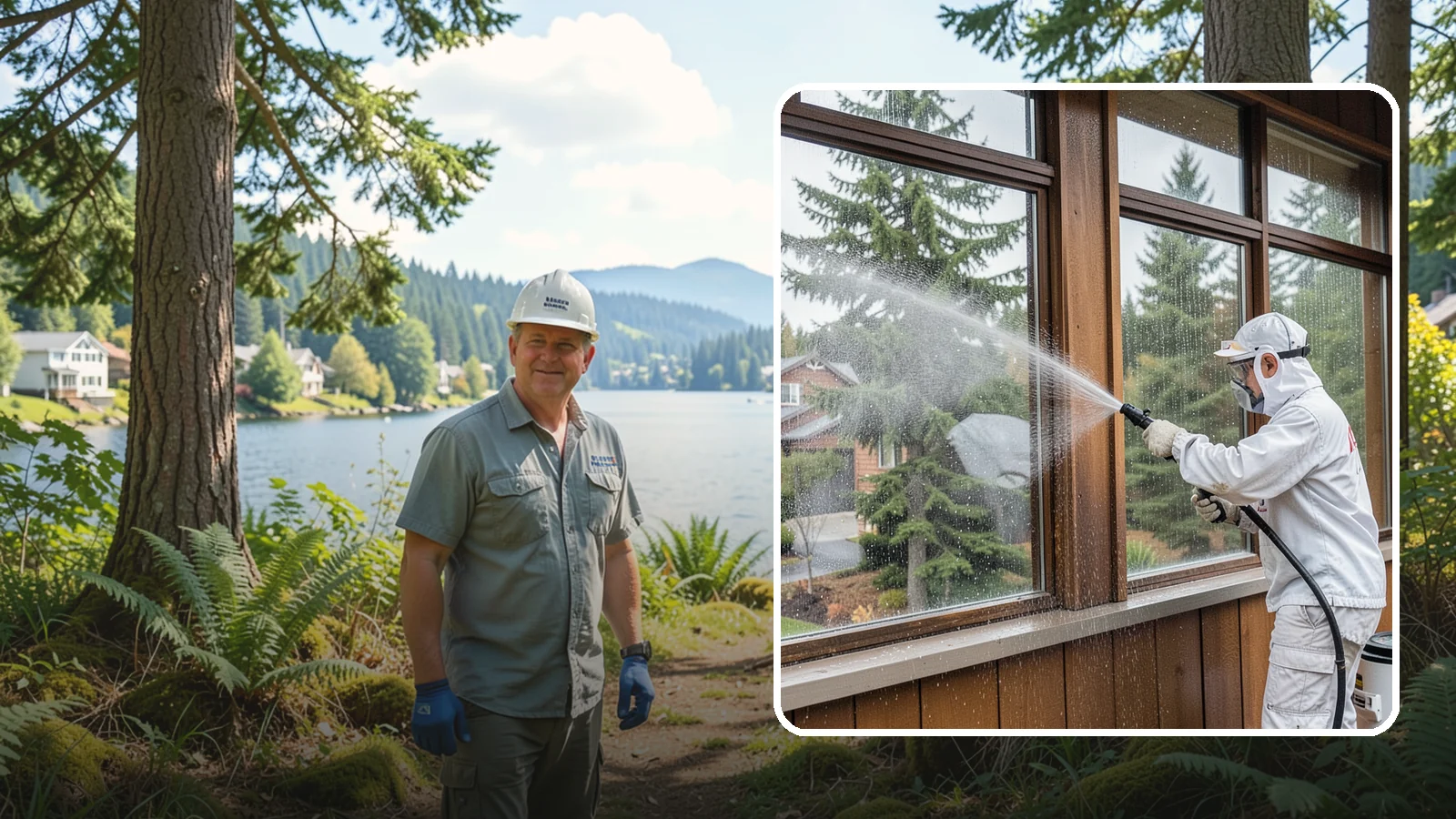 Exterior Window Cleaning in Milton, King County, WA - Streak-free exterior window cleaning that clears the grime and water spotting our damp, overcast climate leaves on the glass.