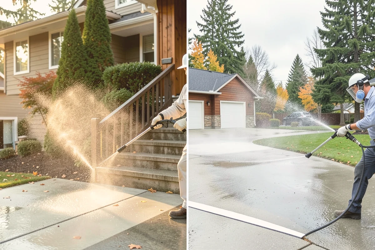 Exterior Window Cleaning in Milton, King County, WA - Rinse loose dust and pollen from the panes