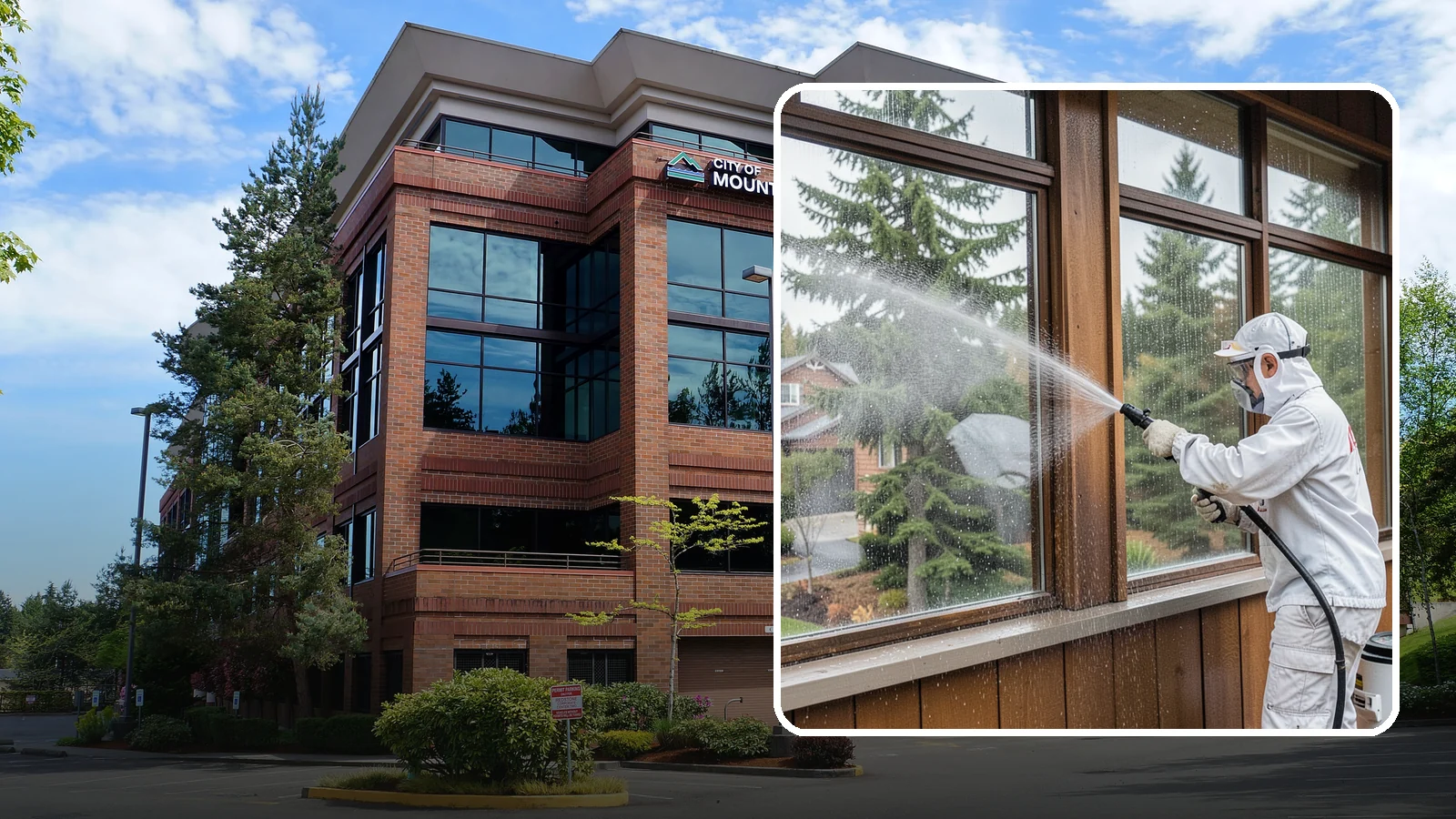 Exterior Window Cleaning in Mountlake Terrace, Snohomish County, WA - Streak-free exterior window cleaning that clears the grime and water spotting our damp, overcast climate leaves on the glass.