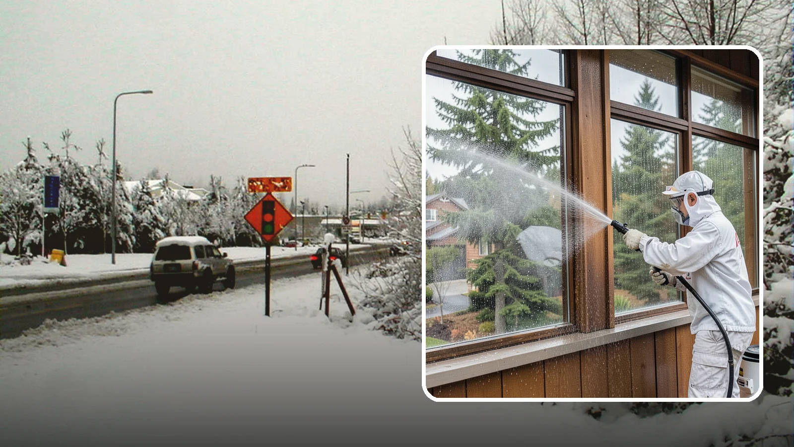 Exterior Window Cleaning in Newcastle, King County, WA - Streak-free exterior window cleaning that clears the grime and water spotting our damp, overcast climate leaves on the glass.