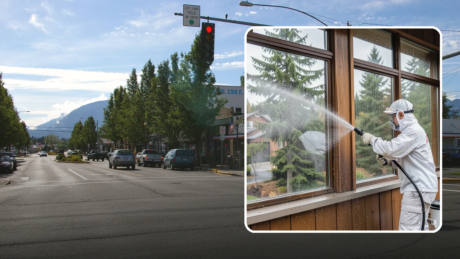 Exterior Window Cleaning in North Bend, King County, WA - Streak-free exterior window cleaning that clears the grime and water spotting our damp, overcast climate leaves on the glass.