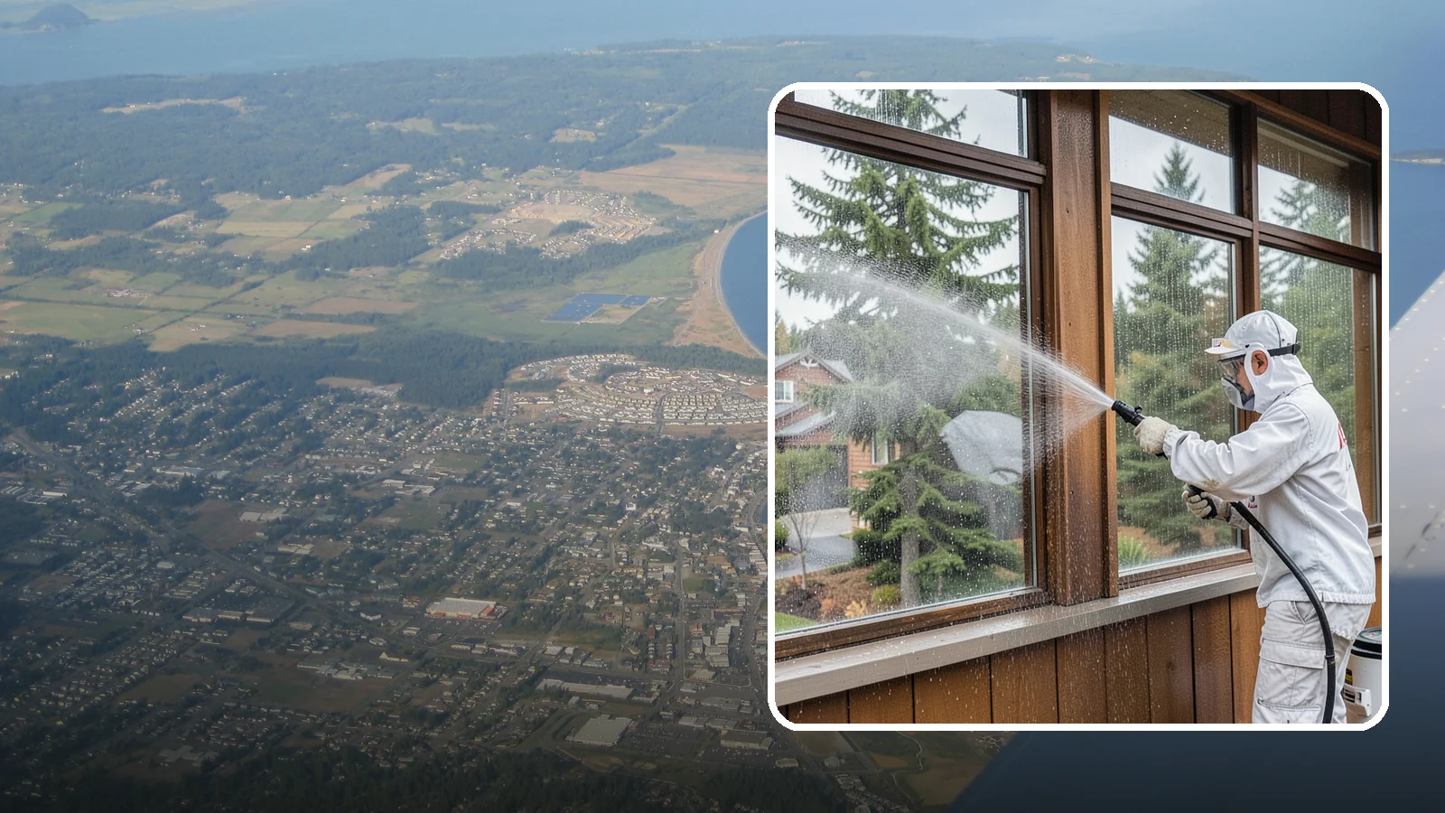 Exterior Window Cleaning in Oak Harbor, Island County, WA - Streak-free exterior window cleaning that clears the grime and water spotting our damp, overcast climate leaves on the glass.