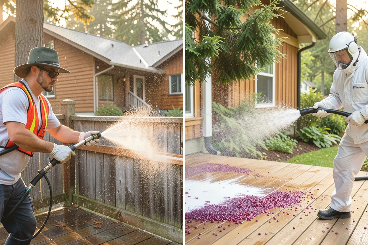 Exterior Window Cleaning in Oak Harbor, Island County, WA - Rinse loose dust and pollen from the panes