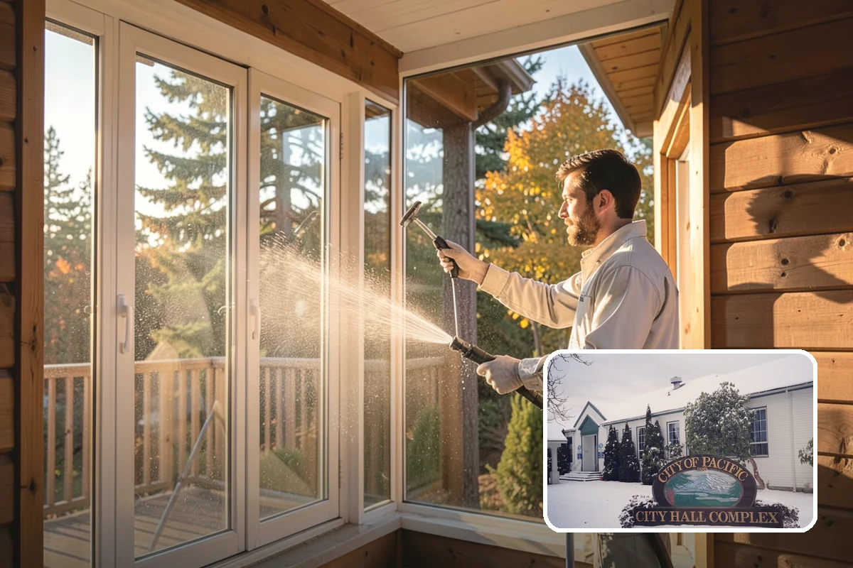 Exterior Window Cleaning in Pacific, King County, WA - Clears pollen, grime, and water spotting from the glass