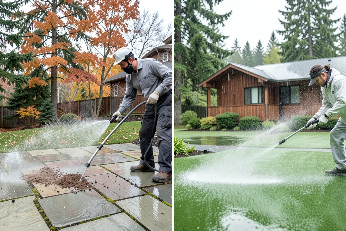 Exterior Window Cleaning in Pacific, King County, WA - Rinse loose dust and pollen from the panes