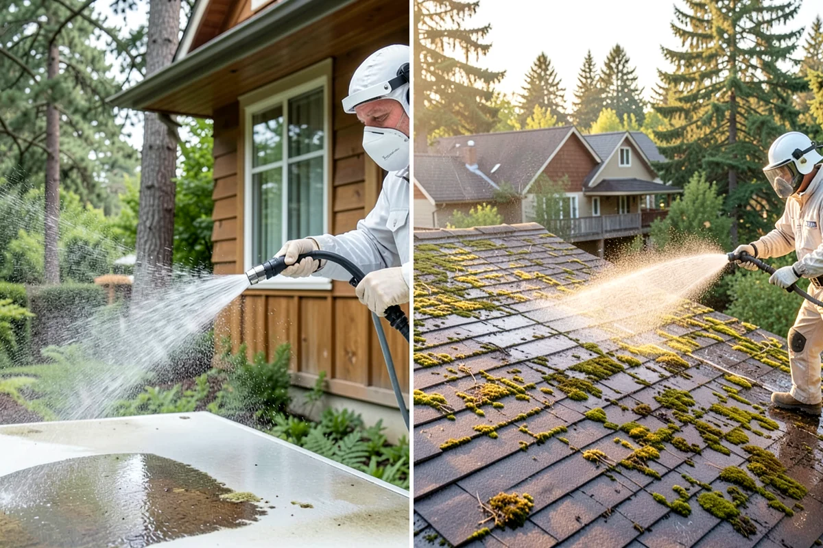 Exterior Window Cleaning in Puyallup, Pierce County, WA - Rinse loose dust and pollen from the panes
