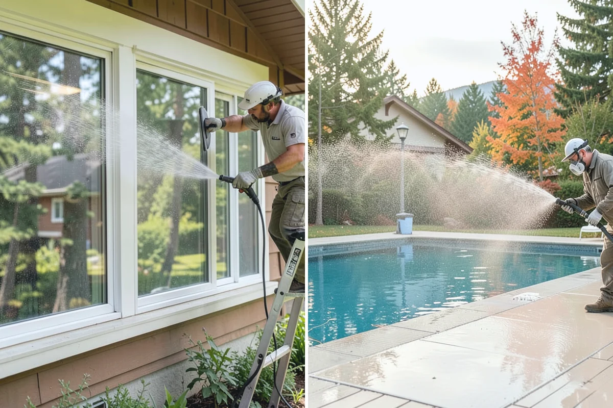Exterior Window Cleaning in Redmond, King County, WA - Rinse loose dust and pollen from the panes