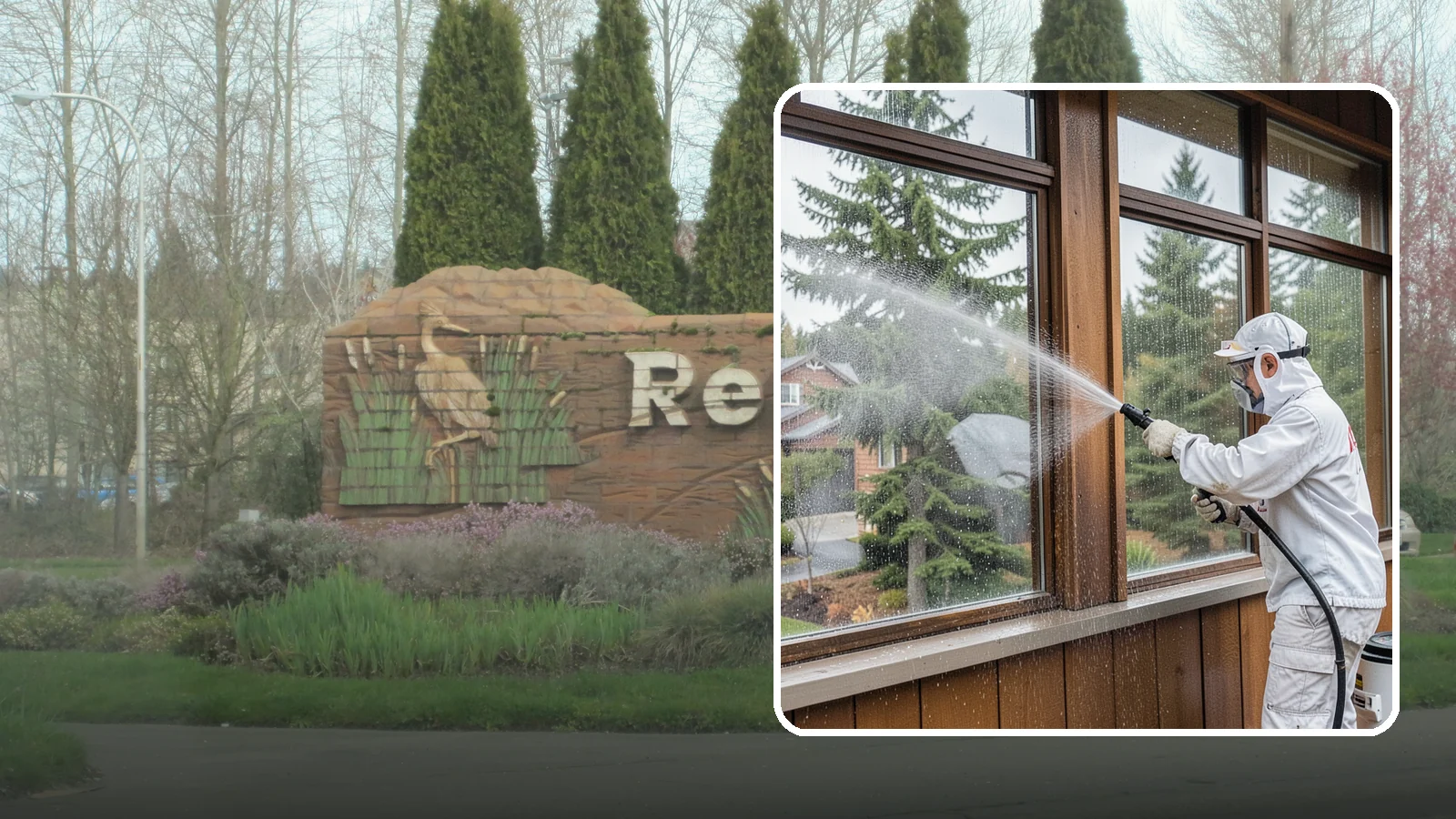 Exterior Window Cleaning in Renton, King County, WA - Streak-free exterior window cleaning that clears the grime and water spotting our damp, overcast climate leaves on the glass.